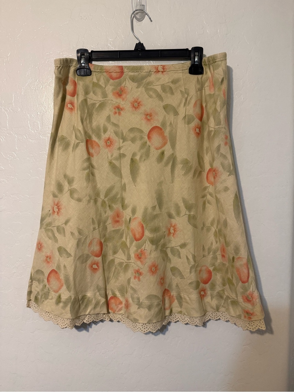 J. Jill Cream A-Line Skirt with Peach Floral Print